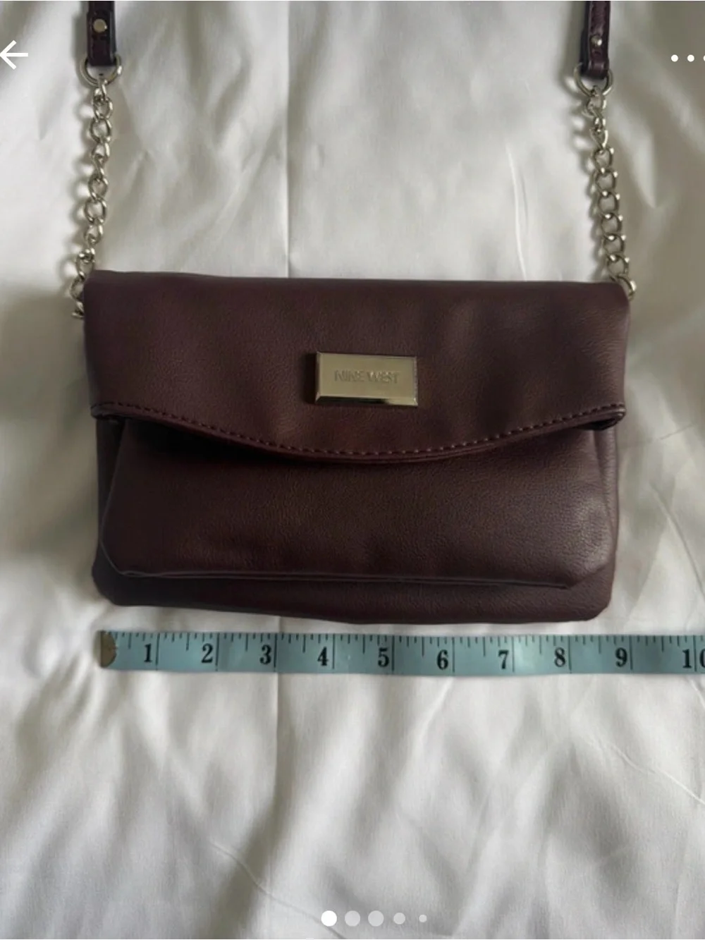 Women's Burgundy Crossbody or Wristlet Convertible Bag with Chain Strap